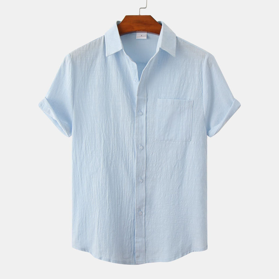 Daphne Elegant Shirt with Short Sleeve in Light Blue