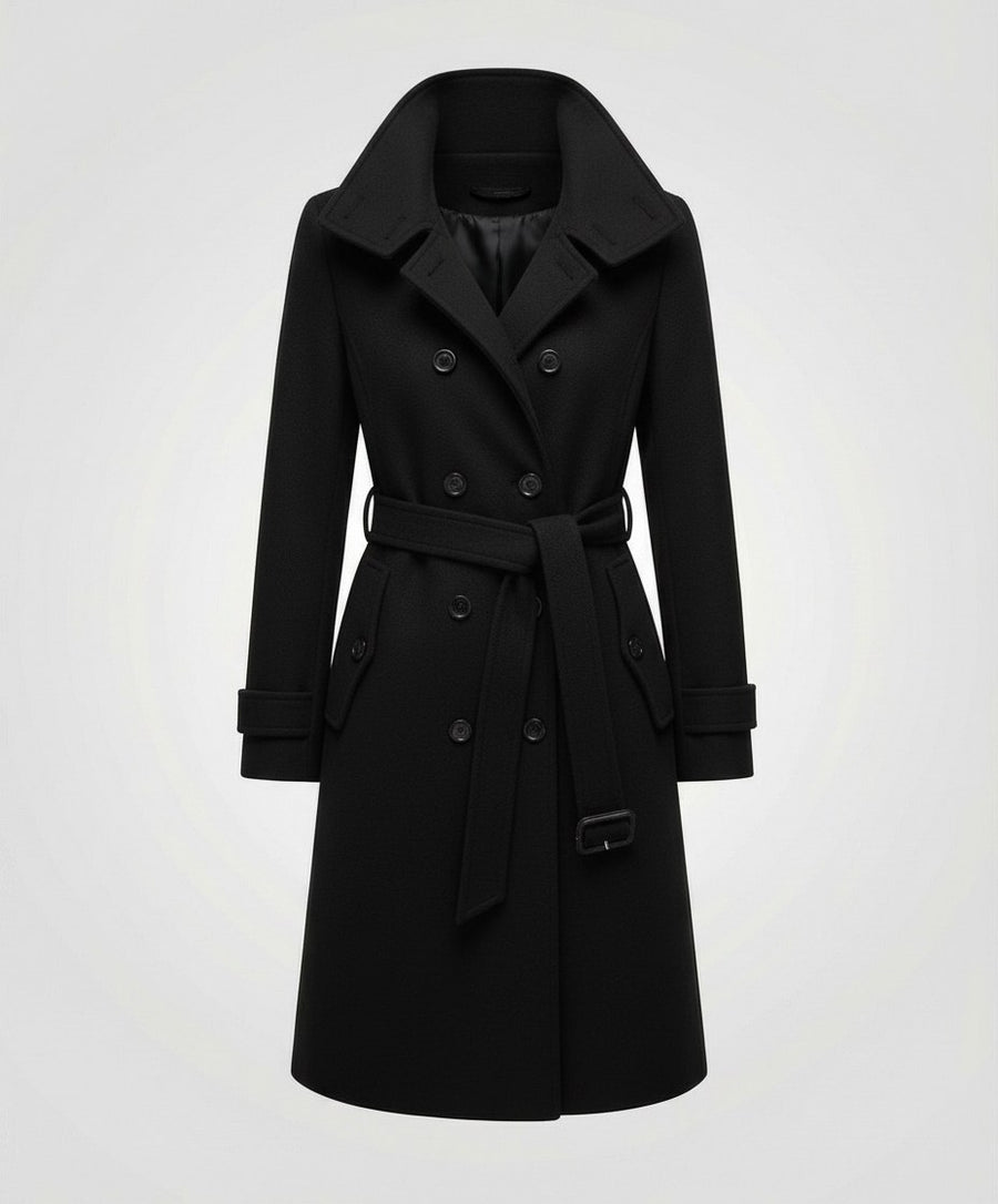 Daphne Elegant Trench Coat in Black