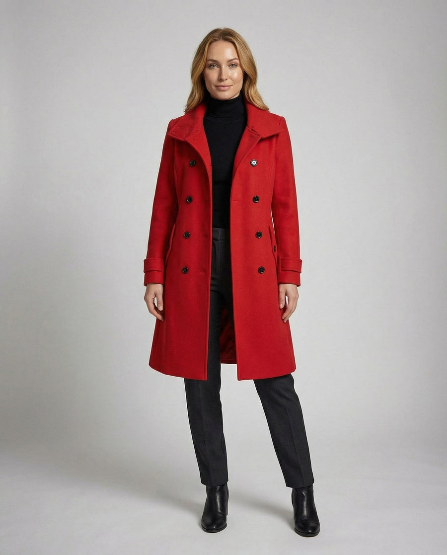 Daphne Elegant Trench Coat in Red