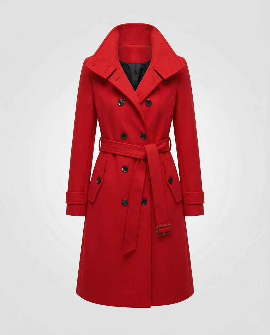Daphne Elegant Trench Coat in Red