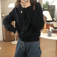 Daphne Knit Cardigan with Button Front in Black
