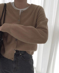 Daphne Knit Cardigan with Button Front in Khaki