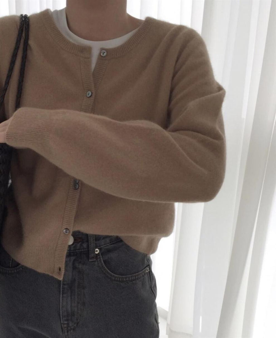 Daphne Knit Cardigan with Button Front in Khaki