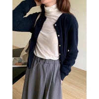 Daphne Knit Cardigan with Button Front in Navy