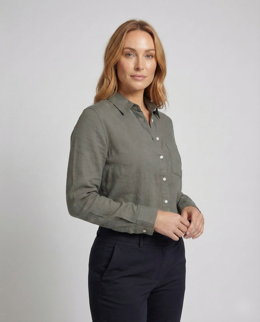 Daphne Linen Blouse with Oversized