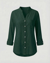 Daphne Linen Blouse with Oversized in Green