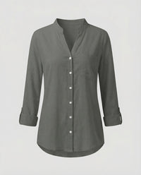 Daphne Linen Blouse with Oversized in Grey