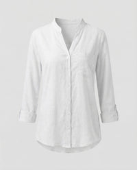 Daphne Linen Blouse with Oversized in White