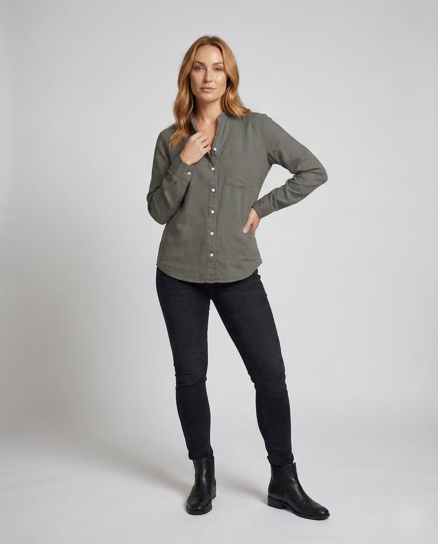 Daphne Linen Blouse with Oversized