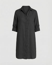 Daphne Linen Dress in Black