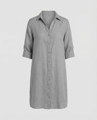 Daphne Linen Dress in Grey