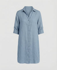 Daphne Linen Dress in Light Blue