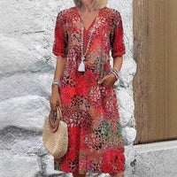 Dara Casual Midi Dress with Pockets in Blue