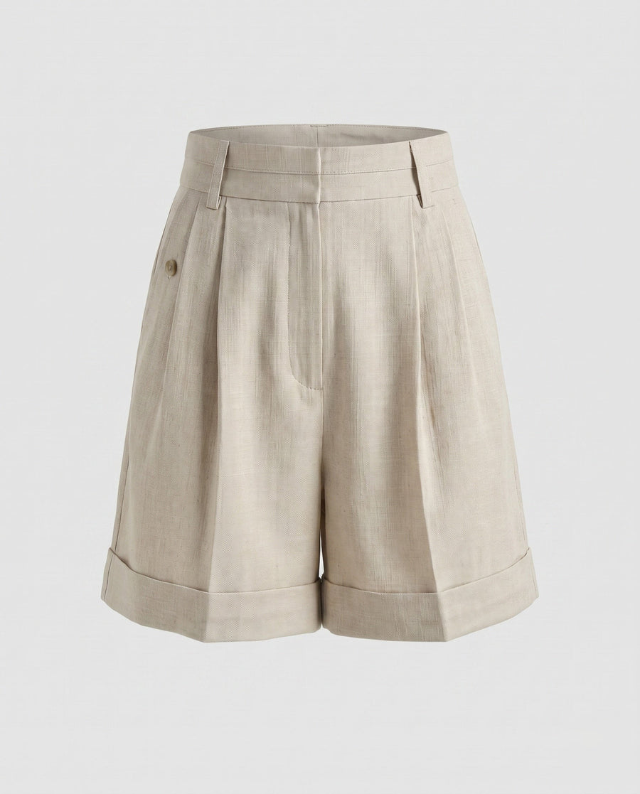 Dara Elegant Linen Shorts with Pockets in Linen