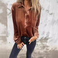 Dara Elegant Velvet Blouse with Pockets