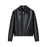 Dara Leather Jacket with Zip Front in Black