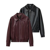 Dara Leather Jacket with Zip Front