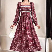 Dara Maxi Dress with Puff Sleeve in Wine Red