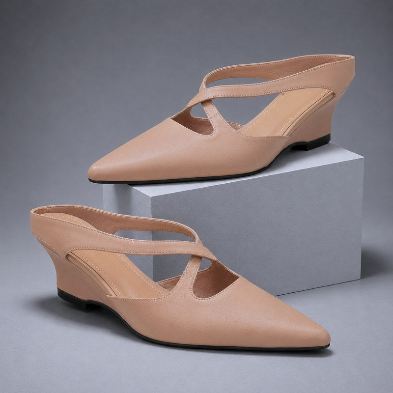 Darcy Crisscross Wedge Mule in Apricot