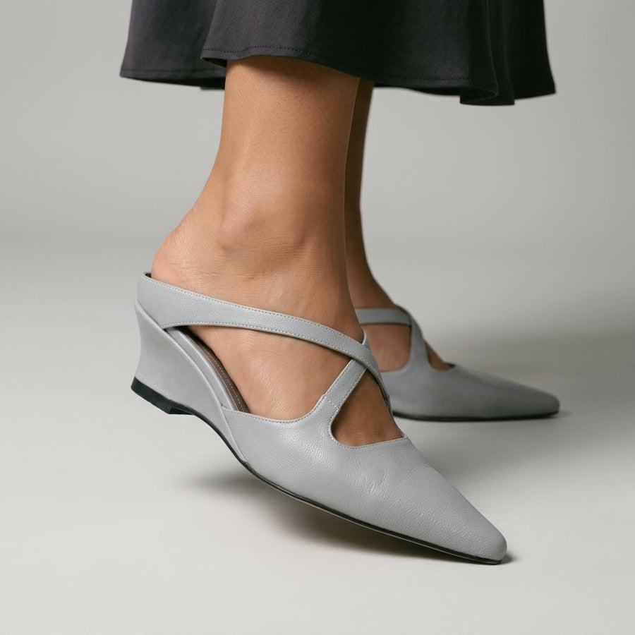 Darcy Crisscross Wedge Mule in Light Powder Blue
