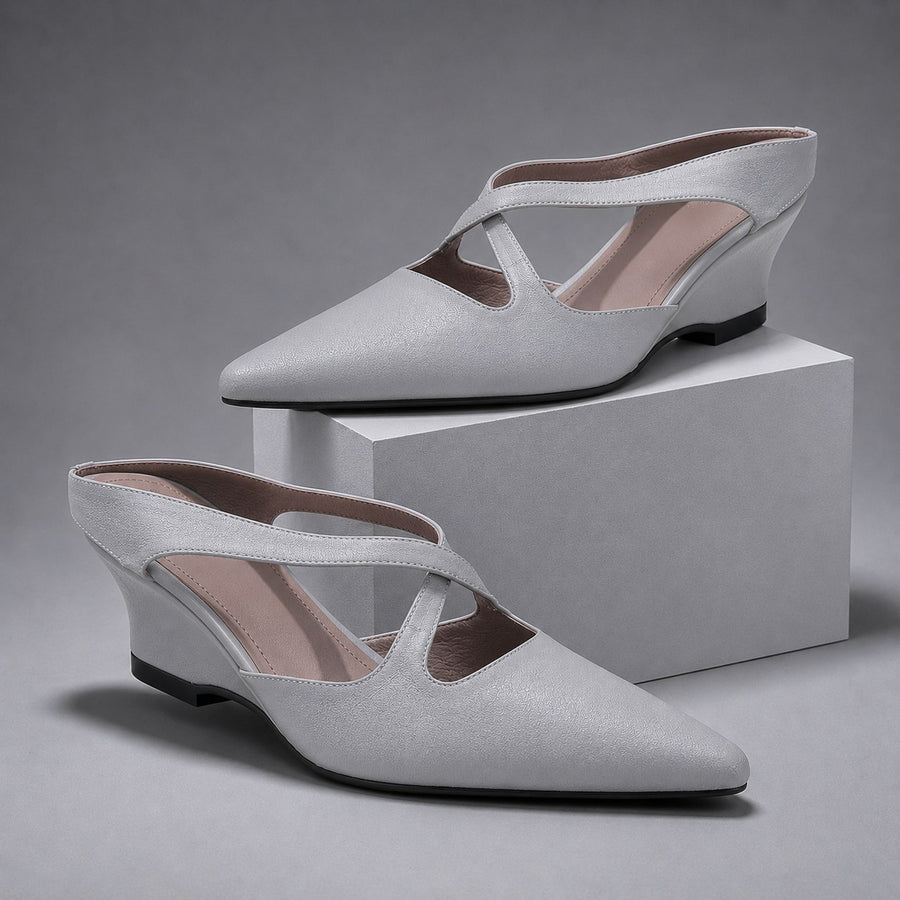 Darcy Crisscross Wedge Mule in Light Powder Blue