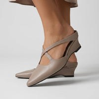 Darcy Crisscross Wedge Mule in Slate Gray