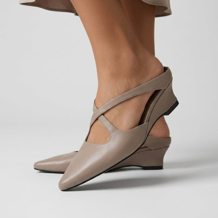 Darcy Crisscross Wedge Mule in Slate Gray