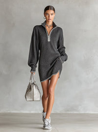Darvelle Women's Knit Mini Dress Long Sleeve in Grey