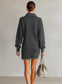 Darvelle Women's Knit Mini Dress Long Sleeve in Grey