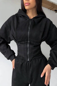 Darvina Women's Hooded Zip Jumpsuit Set in White