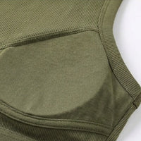 Dawnara Women's Built-In Bra Ribbed Tank Top