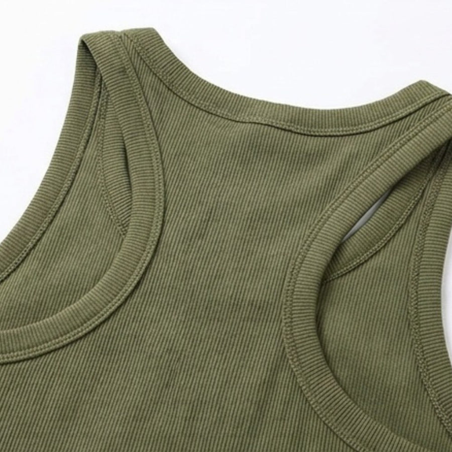 Dawnara Women's Built-In Bra Ribbed Tank Top