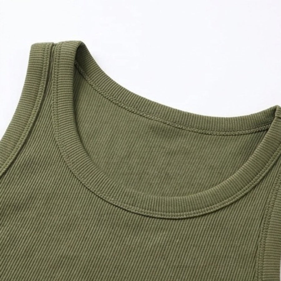 Dawnara Women's Built-In Bra Ribbed Tank Top