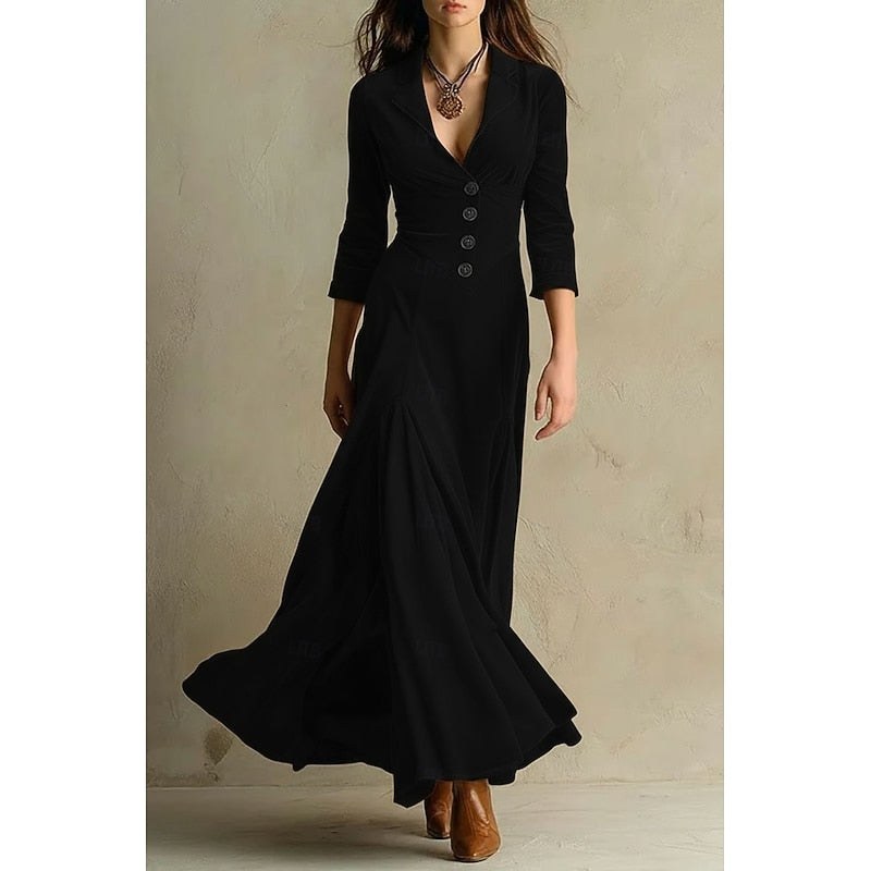 Dawnwyn Women's Velvet Maxi Dress Tailored Gown in Black