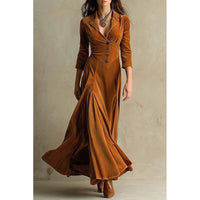 Dawnwyn Women's Velvet Maxi Dress Tailored Gown in Brown