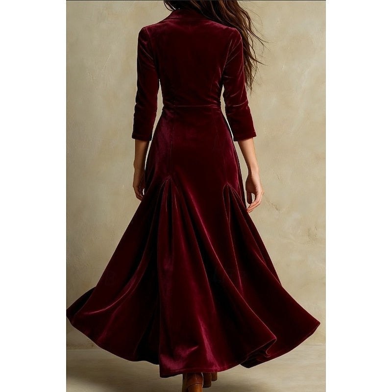 Dawnwyn Women's Velvet Maxi Dress Tailored Gown in Red