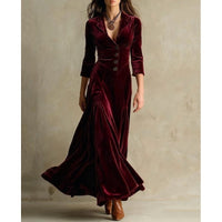 Dawnwyn Women's Velvet Maxi Dress Tailored Gown in Red