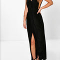 Women’s Boohoo Petite Plunge Drape Maxi Dress