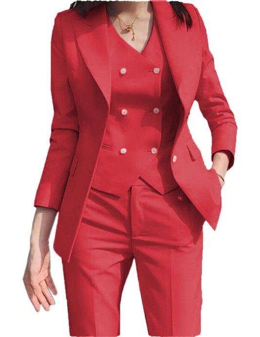 Womens 3pcs Suits Vest Pants Formal Dress Office Ladies Coat Jacket Size
