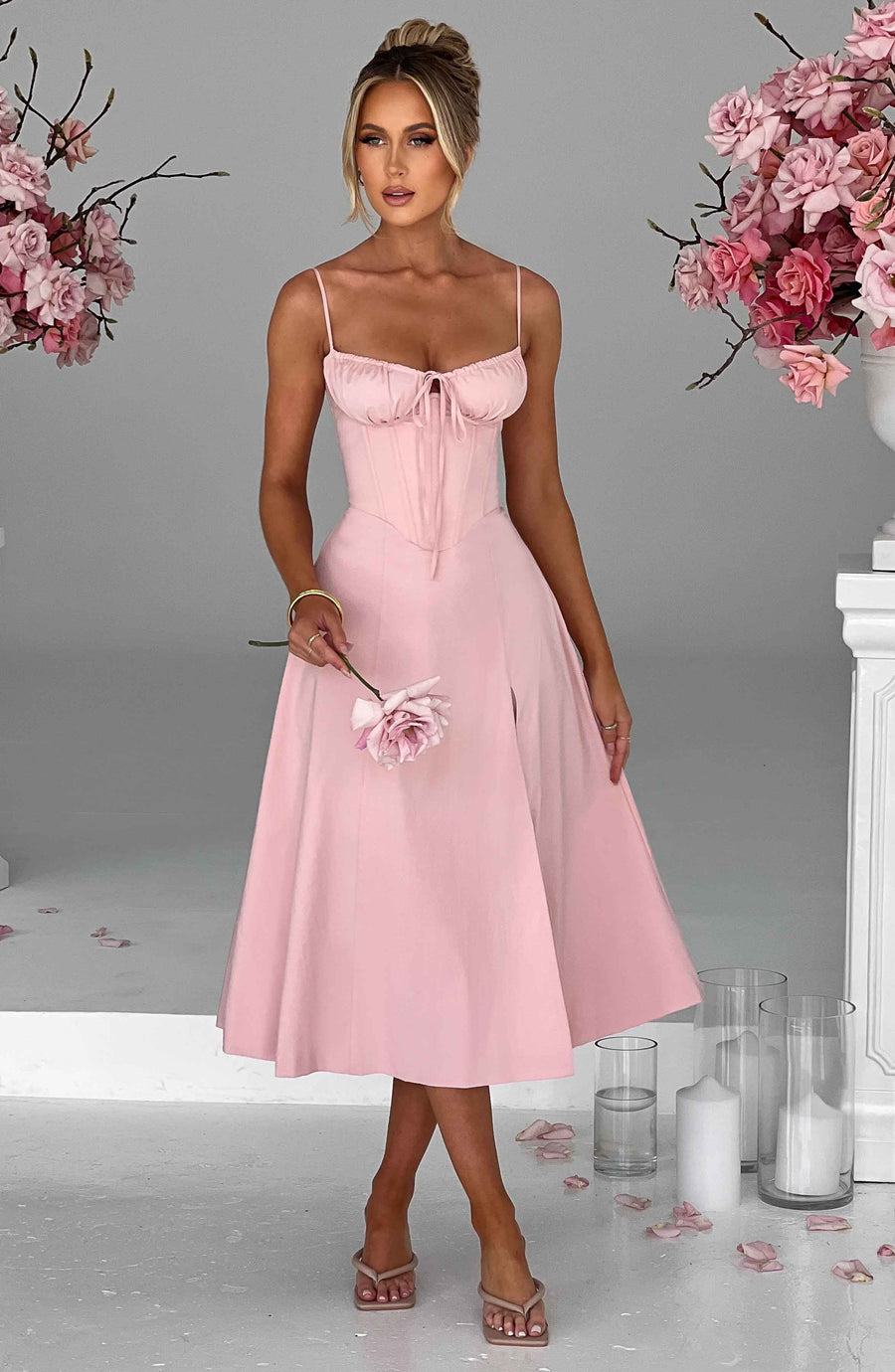 Rhea Midi Dress – Blush