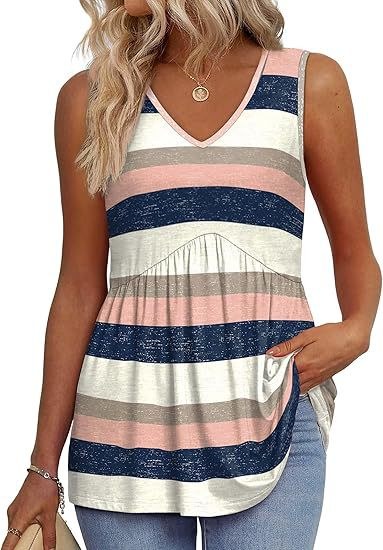 Deanna™ Elegant Casual Daily Top in Pink Stripes