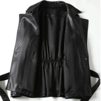 Delaney Leather Trench Coat in Charcoal