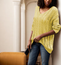 Delia Airy Knit Sweater in Yellow