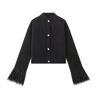 Delia Casual Knit Cardigan in Black