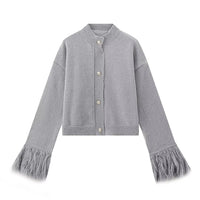 Delia Casual Knit Cardigan in Grey