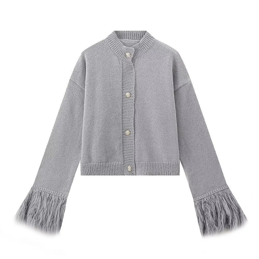 Delia Casual Knit Cardigan in Grey