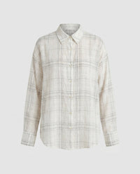 Delia Elegant Linen Blouse in Beige