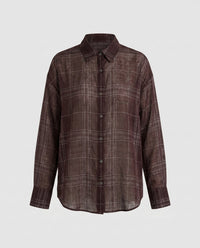 Delia Elegant Linen Blouse in Wine Red
