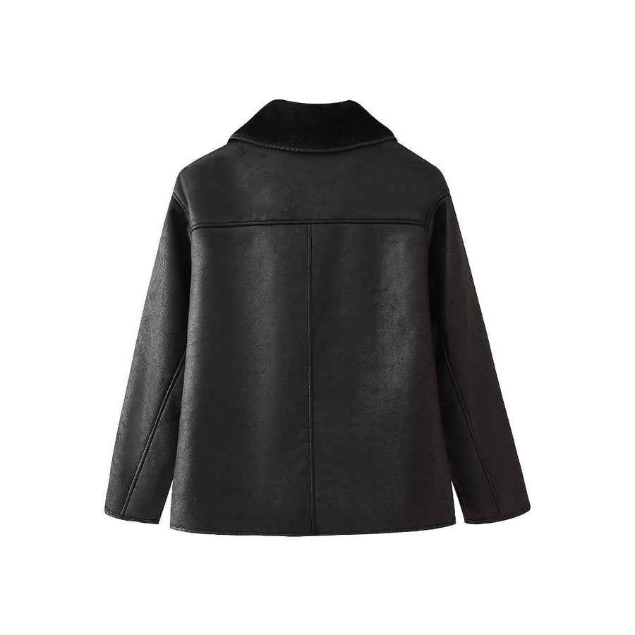 Delia Leather Jacket with Pockets
