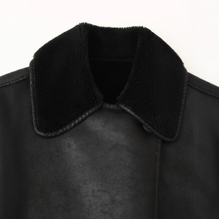Delia Leather Jacket with Pockets